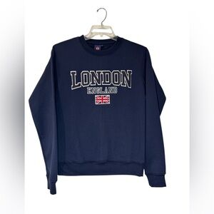 London England Women British Flag Union Sweatshirt Blue Size Small